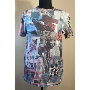 Guess BSC Poster Collage Tee Mens Size Medium Slim Fit Organic Cotton